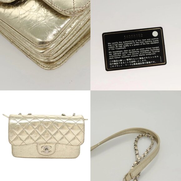 CHANEL Matelasse Chain Shoulder Bag Leather Gold Tone CC Auth 118280V - Picture 13 of 14